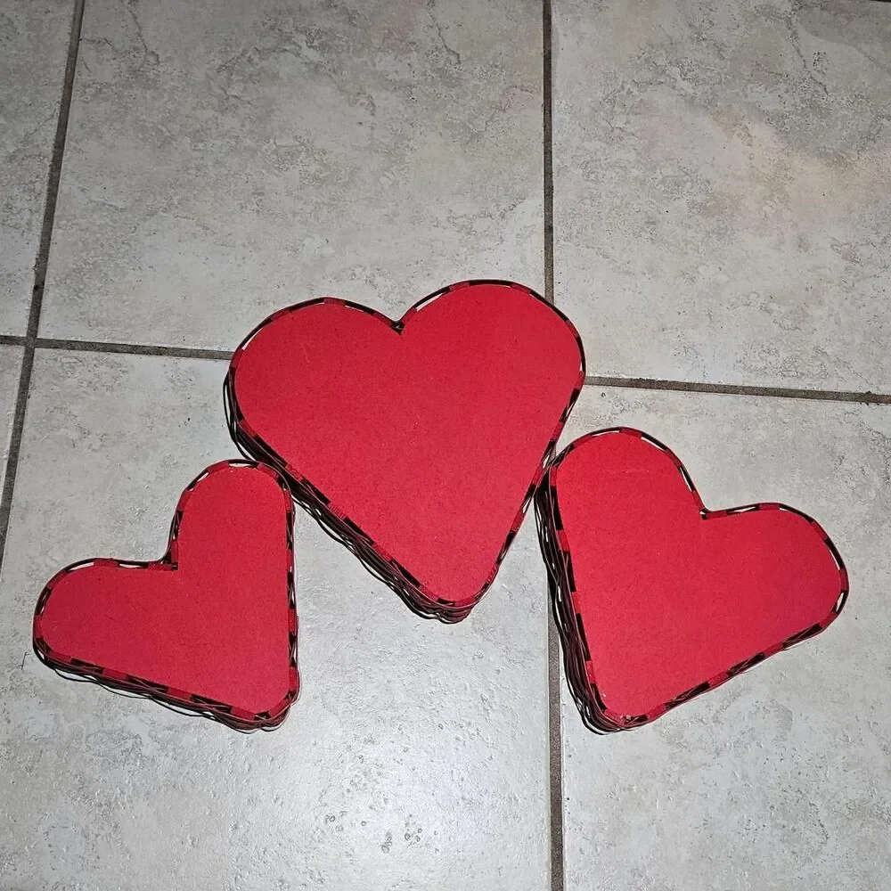 vintage cottagecore twee red heart stacking baskets